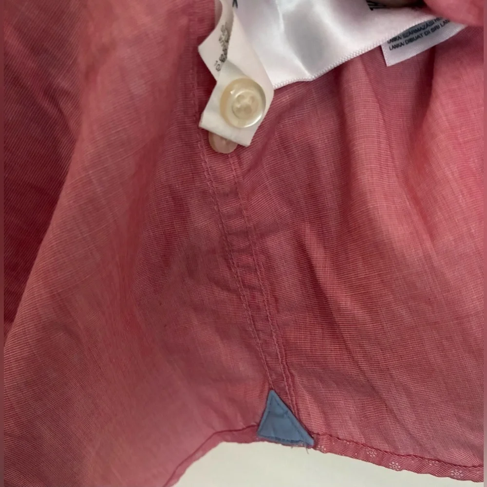 Banana Republic Men’s Pink Luxe Poplin Slim-Fit Short Sleeve Button Down; Size L